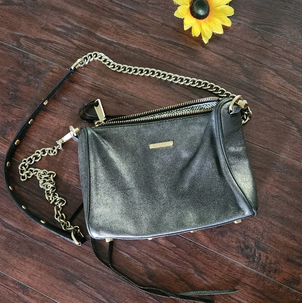 Rebecca MinkoffLeather Studded Chain Link Crossbody Bag